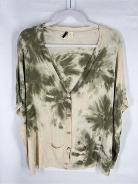 Zoe Couture Silk Cashmere Tie-Dye Draped Cardigan One Size Dolman Sleeve